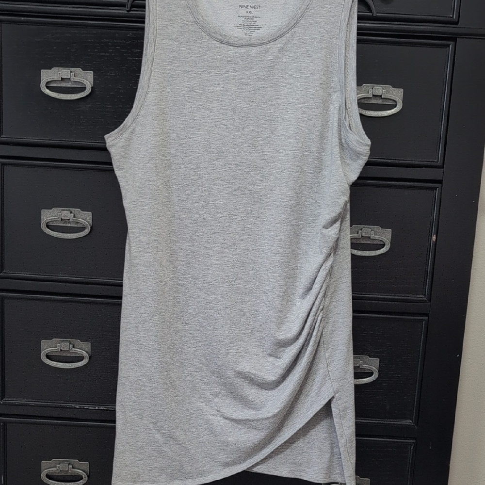 Gray Sleeveless Ruched Top